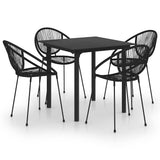 5 Piece Outdoor Dining Set PVC Rattan Black