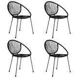 5 Piece Outdoor Dining Set PVC Rattan Black