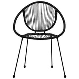 5 Piece Outdoor Dining Set PVC Rattan Black - 45-Degree Angle