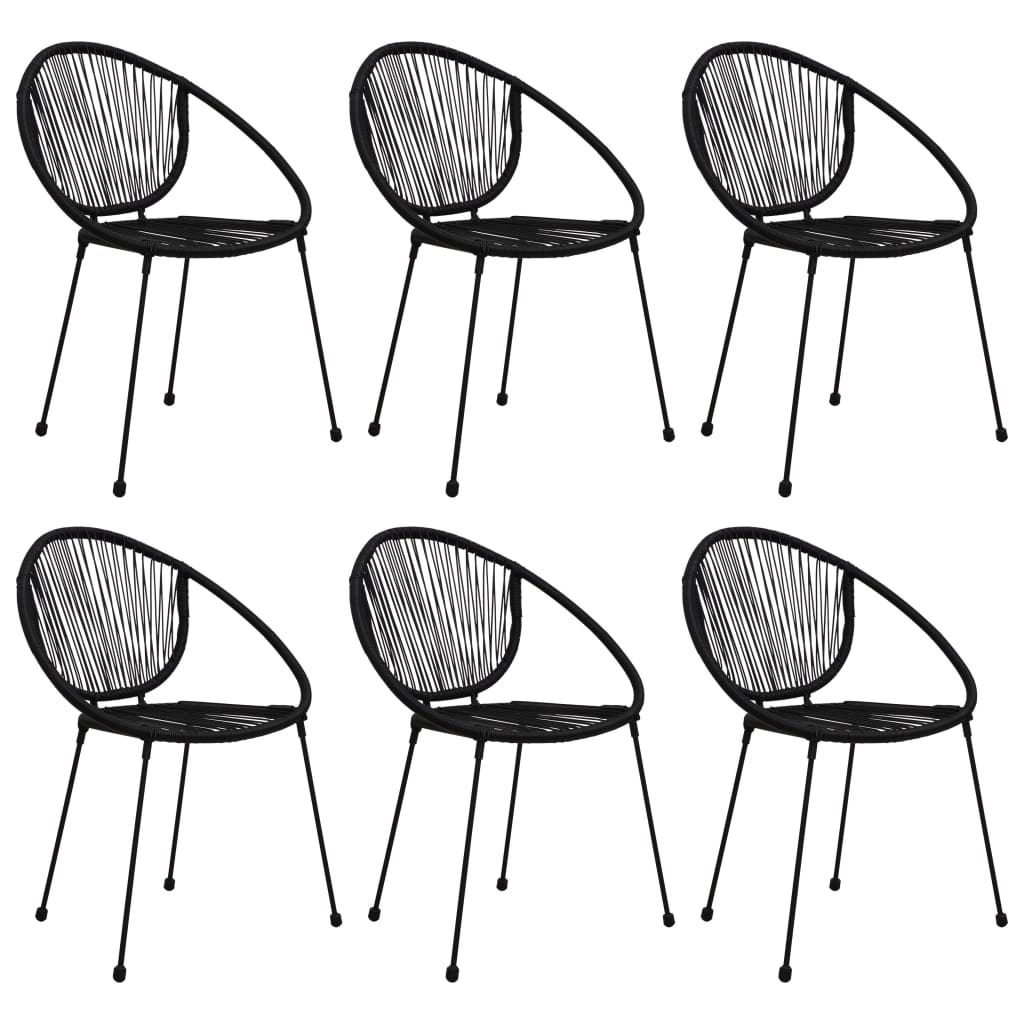 7 Piece Outdoor Dining Set PVC Rattan Black