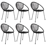 7 Piece Outdoor Dining Set PVC Rattan Black - Side View