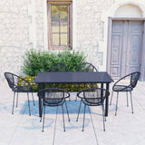 7 Piece Outdoor Dining Set PVC Rattan Black
