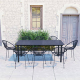 9 Piece Outdoor Dining Set PVC Rattan Black