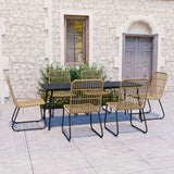 7 Piece Outdoor Dining Set Poly Rattan and Glass