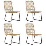 5 Piece Outdoor Dining Set Poly Rattan and Glass - Side View