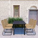 7 Piece Outdoor Dining Set Poly Rattan and Glass