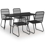 5 Piece Outdoor Dining Set Poly Rattan and Glass - Front View