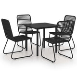 5 Piece Outdoor Dining Set Poly Rattan and Glass - Front View
