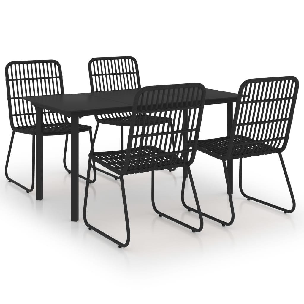 5 Piece Outdoor Dining Set Poly Rattan and Glass