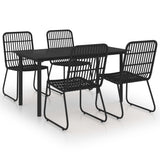 5 Piece Outdoor Dining Set Poly Rattan and Glass