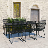 7 Piece Outdoor Dining Set Poly Rattan and Glass