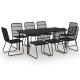 9 Piece Outdoor Dining Set Poly Rattan and Glass - Front View