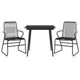 3 Piece Garden Dining Set Black PVC Rattan - Side View