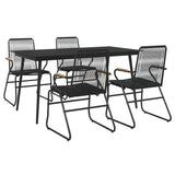 5 Piece Garden Dining Set Black PVC Rattan - Side View