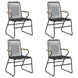 5 Piece Garden Dining Set Black PVC Rattan - Top-Down View