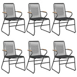 7 Piece Garden Dining Set Black PVC Rattan - Top-Down View