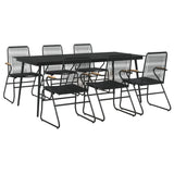 7 Piece Garden Dining Set Black PVC Rattan - Side View