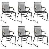 7 Piece Garden Dining Set Black PVC Rattan - Top-Down View