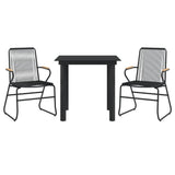 3 Piece Garden Dining Set Black PVC Rattan