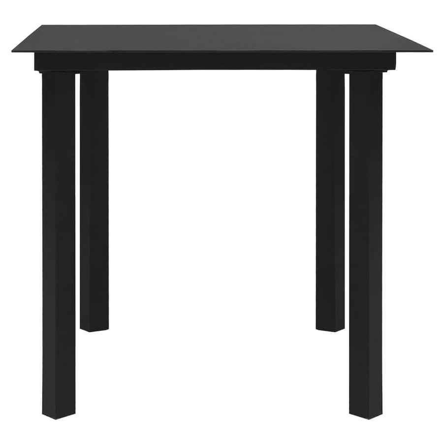 5 Piece Garden Dining Set Black PVC Rattan