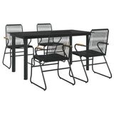 5 Piece Garden Dining Set Black PVC Rattan - Side View
