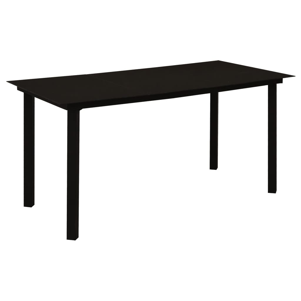 5 Piece Garden Dining Set Black PVC Rattan