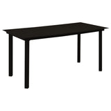 5 Piece Garden Dining Set Black PVC Rattan - Close-Up Angle
