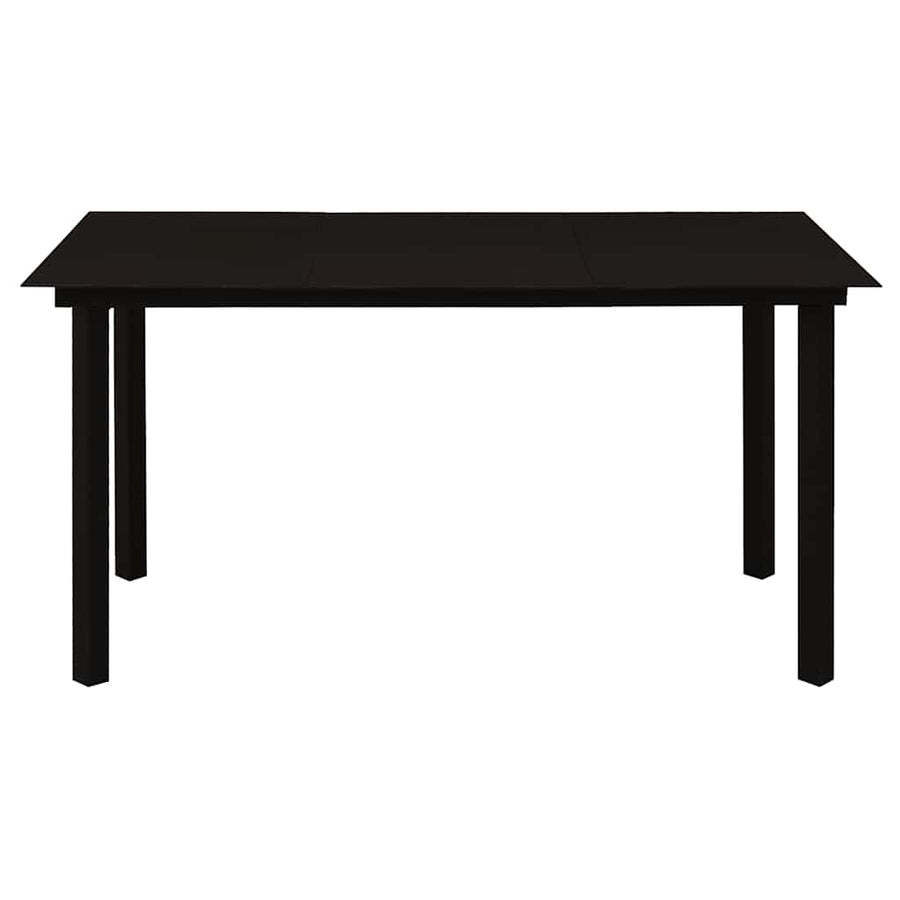 7 Piece Garden Dining Set Black PVC Rattan