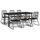 7 Piece Garden Dining Set Black PVC Rattan