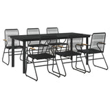 7 Piece Garden Dining Set Black PVC Rattan