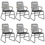 7 Piece Garden Dining Set Black PVC Rattan - Top-Down View