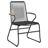 7 Piece Garden Dining Set Black PVC Rattan - 45-Degree Angle