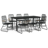 9 Piece Garden Dining Set Black PVC Rattan - Front View