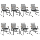 9 Piece Garden Dining Set Black PVC Rattan - Top-Down View