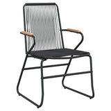 9 Piece Garden Dining Set Black PVC Rattan - 45-Degree Angle