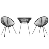 3 Piece Outdoor Dining Set PVC Rattan Black