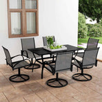 7 Piece Garden Dining Set Textilene and Steel