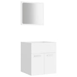 2 Piece Bathroom Furniture Set White Engineered Wood - Front View