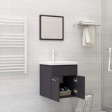 2 Piece Bathroom Furniture Set Grey Engineered Wood - Side View