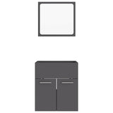 2 Piece Bathroom Furniture Set Grey Engineered Wood - Rear View