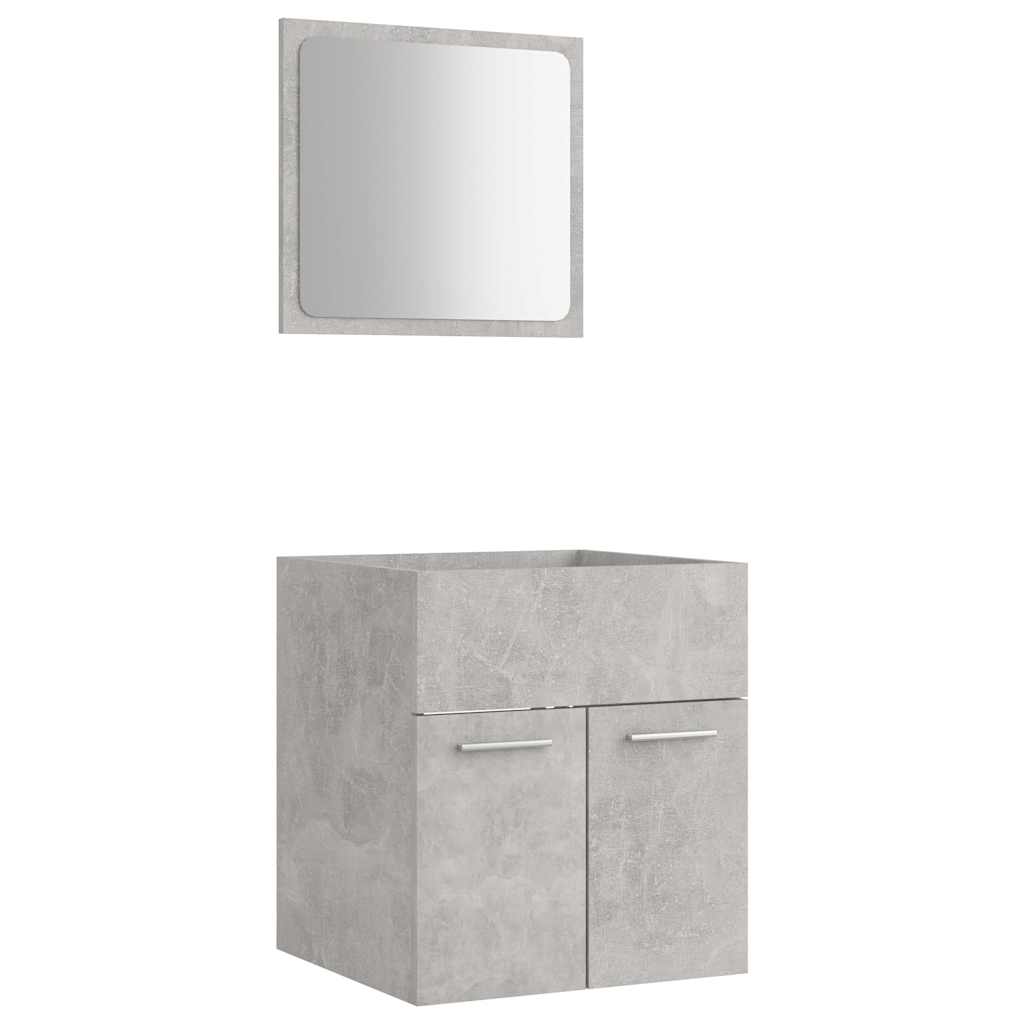 2 Piece Bathroom Furniture Set Concrete Grey Engineered Wood