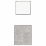 2 Piece Bathroom Furniture Set Concrete Grey Engineered Wood - Rear View