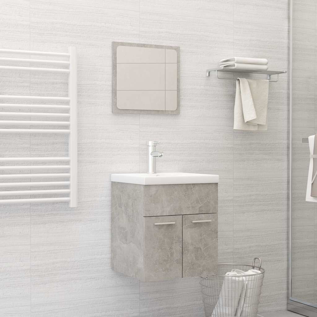 2 Piece Bathroom Furniture Set Concrete Grey Engineered Wood