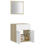 2 Piece Bathroom Furniture Set White and Sonoma Oak Engineered Wood - Top-Down View