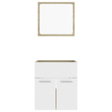 2 Piece Bathroom Furniture Set White and Sonoma Oak Engineered Wood - Rear View
