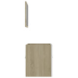 2 Piece Bathroom Furniture Set White and Sonoma Oak Engineered Wood - Close-Up Angle