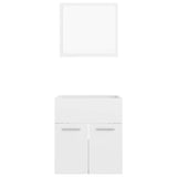 2 Piece Bathroom Furniture Set High Gloss White Engineered Wood - Rear View