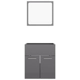 2 Piece Bathroom Furniture Set High Gloss Grey Engineered Wood