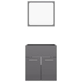 2 Piece Bathroom Furniture Set High Gloss Grey Engineered Wood - Rear View