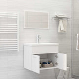 2 Piece Bathroom Furniture Set White Engineered Wood - Side View